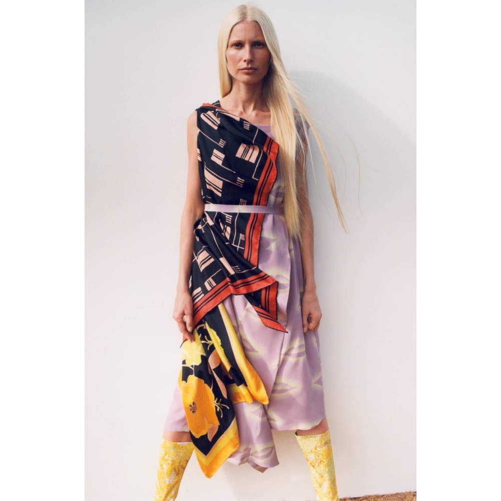 DRIES van NOTEN Scarf Silk The Depot Dress 34 US 2 - Picture 6 of 13